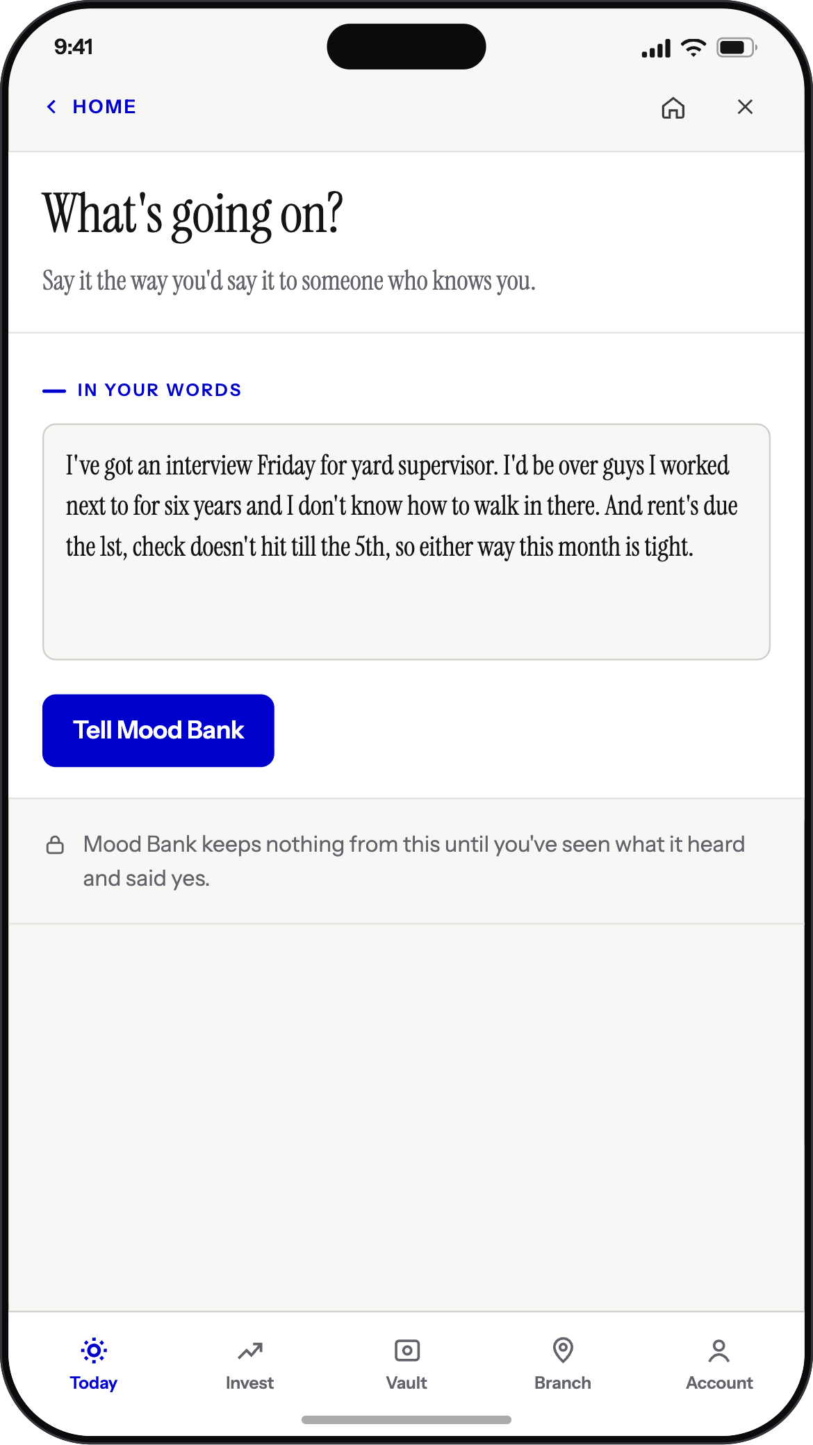 Mood Bank — situation entry